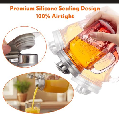 Baderke 4 Pcs 2.76 Inch Stainless Steel Mason Jar Drinking Lids with Spout - color: Pouring Spout, size: 2.76 Inch