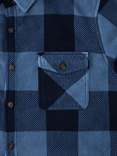 ZENTHACE Men's Warm Sherpa Lined Plaid Shirt Jacket - color: Blue, size: Small