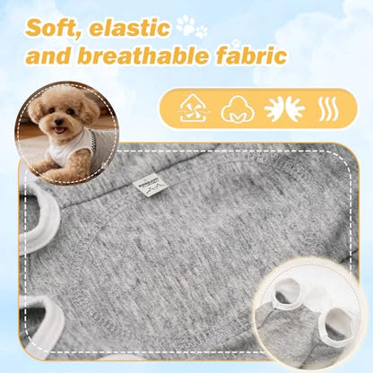 Dog Surgical Suit - Recovery Onesie for Dogs After Surgery, Spayed Female/Male Puppy, Breathable Anti-Lick Clothes, Alternative to Cone(Grey and White-XXS) - color: grey and white, size: XX-Small