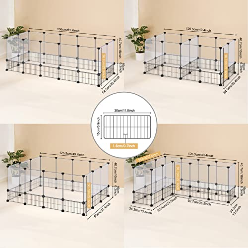 DINMO 28 Panels Bunny Playpen, Iron Net Bottom, 61.4" L x 25.4" W x 22.3" H - style: Plastic+Metal-28 panels-L