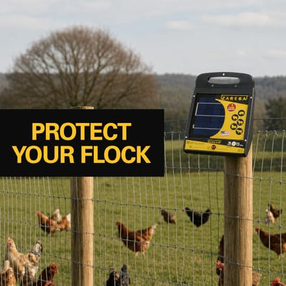 Zareba Solar Powered Low Impedance Electric Fence Charger, 15 Mile Solar Powered Electric Fence Energizer, Contain Animals, Keep Out Predators - ESP15M-Z