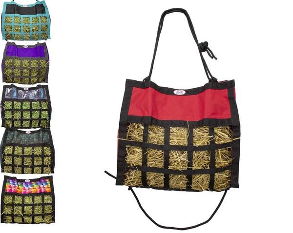 Derby Originals Scratchless Slow Feeder Horse Hay Bag with Super Tough Bottom and 6 Month Warranty (Red with Black Trim) - color: Red with Black Trim