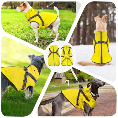 Dog Raincoat Waterproof Doggie Hoodie Reflective Dog Raincoat Hooded Adjustable Rain Jacket for Small Medium Large Dogs Puppies Doggie Black Red Yellow Green (Yellow, S) - color: Yellow, size: S
