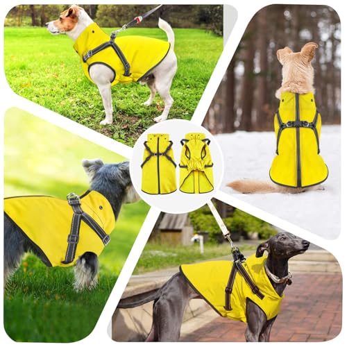 Dog Raincoat Waterproof Hoodie Reflective Dog Raincoat Hooded Adjustable Rain Jacket for Small Medium Large Dogs Puppies Doggie (Yellow, XL) - color: Yellow, size: XL