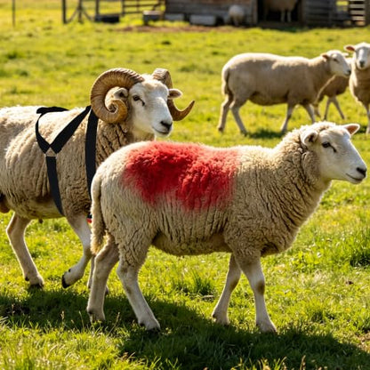 Ram Breeding Marking Harness for Sheep & Goat, 3 Pack Mating Crayon Block - color: Red