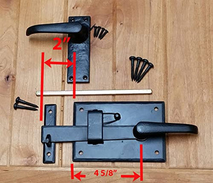 Gate Latch, Heavy Duty with Lever for Doors or Gates, Black, Left Hand - style: Gate Latch - Left Hand