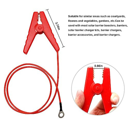 2Pcs Electric Fence Lead Wire Set with Alligator Clip, Solar Electric Fence Connector, Agricultural Electric Fence Wire Connect, Fencing System Wire (Red + Black)