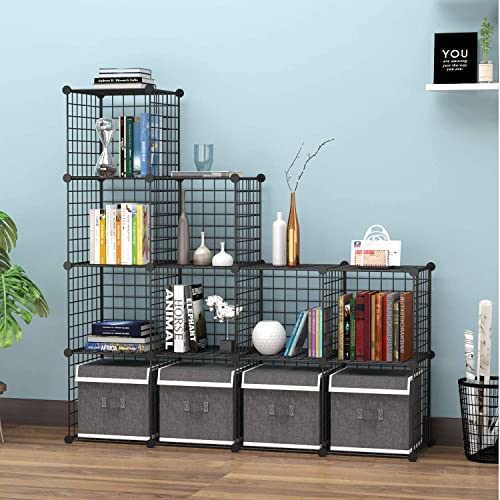 C&AHOME Wire Cube Storage, 12-Cube Storage Organizer Metal, C Grids, Black - color: Black