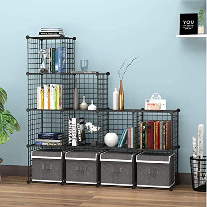 C&AHOME Wire Cube Storage, 12-Cube Storage Organizer Metal, C Grids, Black - color: Black