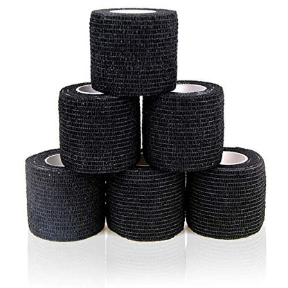 AUPCON Vet Wrap Cohesive Bandages Bulk Self Adhesive Bandage Wrap Self Adherent Wrap Non-Woven for Dogs Pet Animals & Ankle Sprains & Swelling 2 Inch x 5 Yards (2 Inch Black) - color: 2 Inch Black