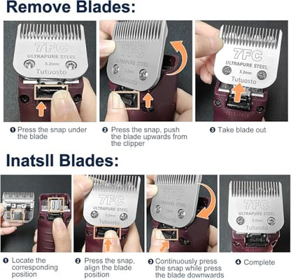 7FC Clipper Blade Compatible with Andis, Wahl and Oster Dog Clippers,3 PACK - color: 7FC 3PACK