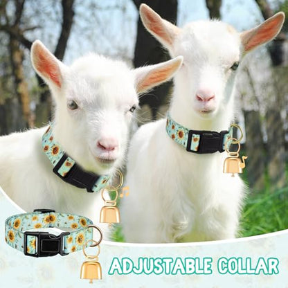 Goat Collar with Copper Bell Set for Sheep Lambs Pygmy Goat,Sunflower