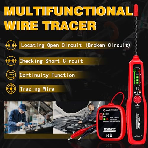 AWBLIN Wire Tracer Automotive Short & Open Finder Circuit Breaker Finder | DC 6-42V Car Broken Wire Detector Tool Electrical Circuit Tester Fault Probe Cable Tracker Auto Wire Locator