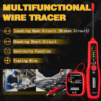 AWBLIN Wire Tracer Automotive Short & Open Finder Circuit Breaker Finder | DC 6-42V Car Broken Wire Detector Tool Electrical Circuit Tester Fault Probe Cable Tracker Auto Wire Locator