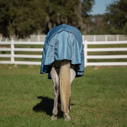 Equinavia Thunder 360 Detachable Neck Light Weight Turnout Blanket 100g - Bluestone Blue - 69 in - color: Bluestone Blue, size: 69 in