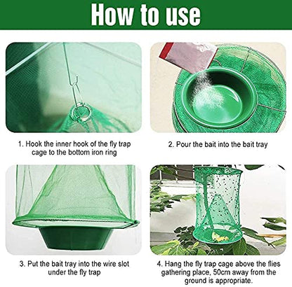 8 Pack Ranch Fly Trap, Hanging Fly Catcher, The Most Effective Trap Ever Made with Pots, Cage Catcher for Indoor and Outdoor, Family Farms, Park, Restaurants