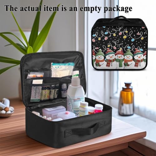 Christmas Light First Aid Bag Empty Snowman 1st Aid Bag Medical Travel Case First Responder Emergency Medicine Bags for Home Office Outdoors - color: Christmas Light Snowman