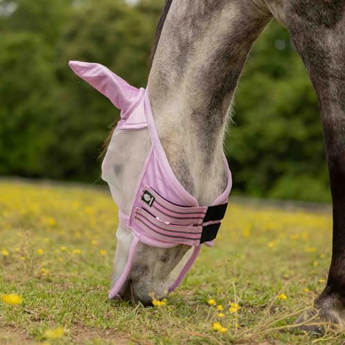 Equinavia Algard Horse Fly Mask with Nose Cover, Soft Mesh Full Face Design - color: Sweet Pink, size: Cob