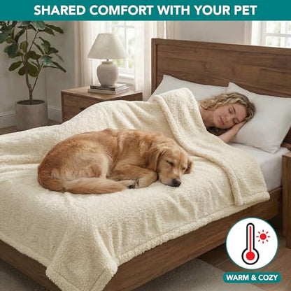 PetAmi Fluffy Sherpa Waterproof Dog Blanket for Large Pet Cat, 40x60 Beige - color: Beige, size: Large (40x60)