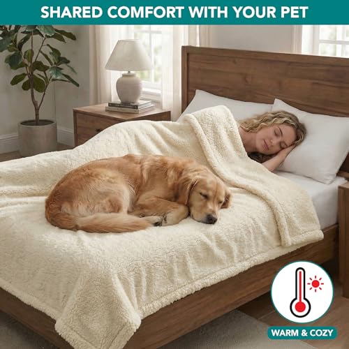 PetAmi Fluffy Sherpa Waterproof Dog Blanket for Large Pet Cat, 60x80, Beige - color: Beige, size: X-Large (60x80)