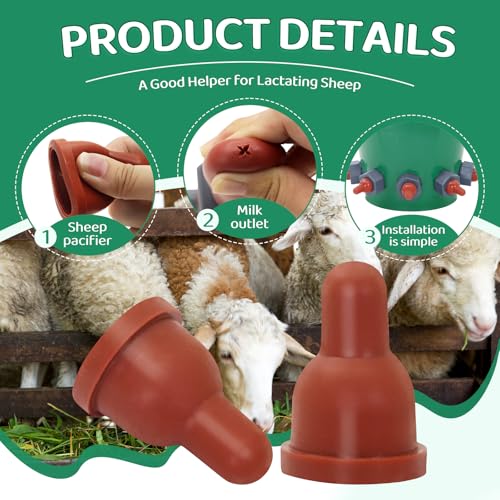 Lamb Nipple Goat Teat with Fix Base for Feeding Milk Bucket Livestock Animal Farming Tool (6pcs Lamb Pacifier) - size: 6pcs Lamb Pacifier