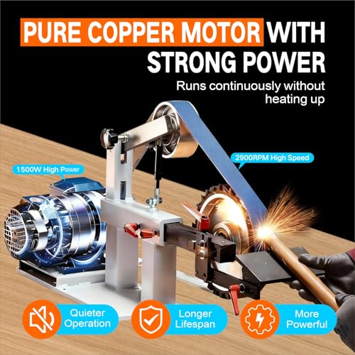 Belt Grinder Sander with VFD，2x72-inch 1500W 2HP Variable Speed Control Belt Sander with 3 Sets Grinding Tools and 3 Zirconia corundum Sanding Belts for Metalworking, Knife Making