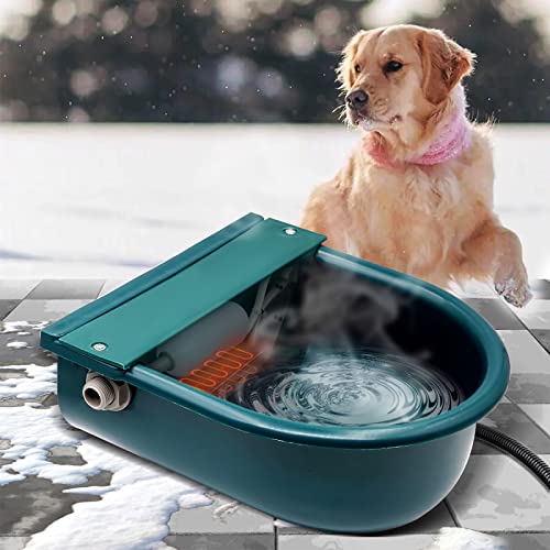 MINYULUA Automatic Heated Dog Water Bowl Large Capacity Livestock Waterer Outdoor Pet Thermal-Bowl Drinking Bowl for Dogs Horse Cattle Cow Goat Pig Animal - color: green