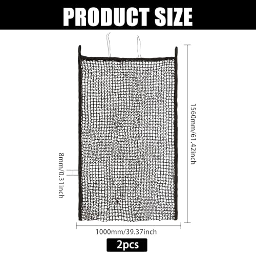 2 Pcs Feed Hay Net Slow Feed Hay Bags for Horses Horse Feeding Supplies for Goats Sheep, 61.4x39.37inch - size: 61.4x39.37inch