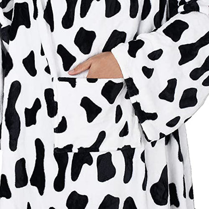 Catalonia Wearable Blanket with Sleeves for Women & Men, Fleece Wrap Throw - color: Dalmatian