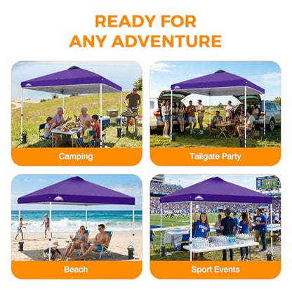 EAGLE PEAK 10x10 Pop Up Canopy Tent Easy Up Canopy Outdoor, Purple - color: Purple, size: 10x10