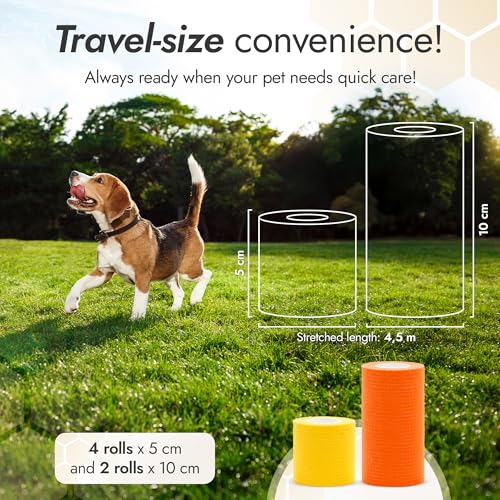 Cat & Dog Bandages for Wounds Protect from Licking and Dirt – Set of 4 pcs x 5 cm + 2 pcs x 10 cm – Dog Wound Care from Natural Rubber Latex - size: 4 pcs x 5 cm + 2 pcs x 10 cm