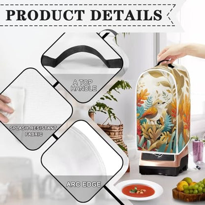 Appliance Dust Cover with Hook Comfortable & Anti Water Protective Cover Stand Blender Cover Fashion Blender Cover Bird Print - color: Bird Print