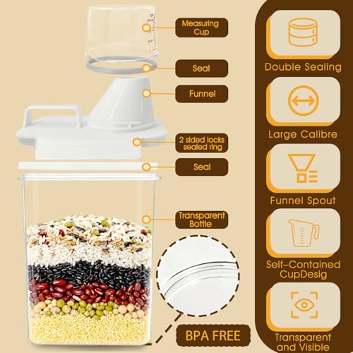 2 Pack 1800ML Airtight Cereal Container with Pour Spout & Cup