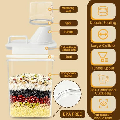 2 Pack 1800ML Airtight Cereal Container with Pour Spout & Cup