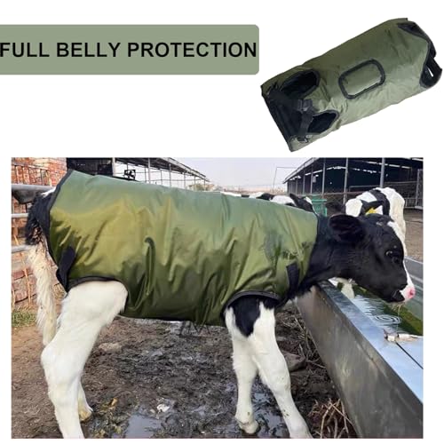 Calf Blanket Coat Green Calf Warm Clothes Winter Blankets for Keep Cow Goat Warmming Wider Belly Protection Windproof Large Size