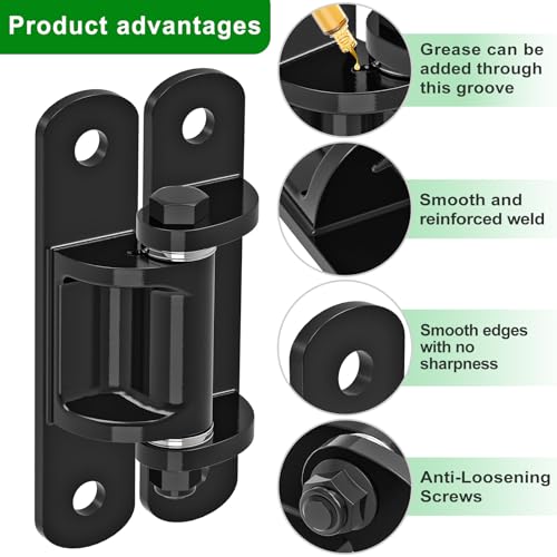 Insaga 6.7'' Heavy Duty Gate Hinges 1100LB Capacity, 6mm Steel Hinges with Bearings & Rust-Proof E-Coating, Bolt On Low-Profile Hinges for Fences, Driveway Gates, Locking Screws Anti-Sag Design (2Pcs) - color: Bolt hinge E-coated-180°-2Pack
