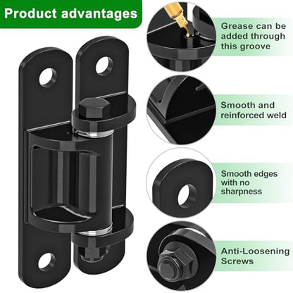 Insaga 6.7'' Heavy Duty Gate Hinges 1100LB Capacity, 6mm Steel Hinges with Bearings & Rust-Proof E-Coating, Bolt On Low-Profile Hinges for Fences, Driveway Gates, Locking Screws Anti-Sag Design (2Pcs) - color: Bolt hinge E-coated-180°-2Pack