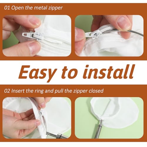Ultra Fine Mesh Strainer Bags with Stainless Steel Handle, 3 Pcs Reusable Nut Milk Bag Strainer, Juice Strainers Mesh Filter Bags Cheese Cloth Bag for Straining Nutmilk, Coffee, Tea, Yogurt (Small)