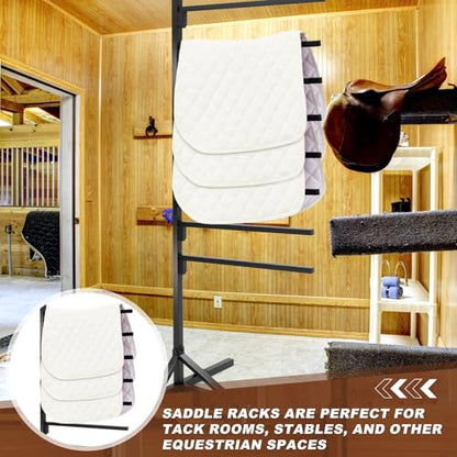 8-Tier Saddle Pad Rack with Stand, Long Rack Arms Horse Blanket Holder Horse Pad and Blanket Storage for Tack Room Organization Trailer Accessories