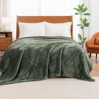 Berkshire Blanket Classic Extra-Fluffy™ Plush Blanket King Size, Soft Fuzzy Fluffy Long Hair Blanket for Couch Sofa Bed, Dark Sage Green, 90x108 Inches - color: Dark Sage Green, size: King/Cal King