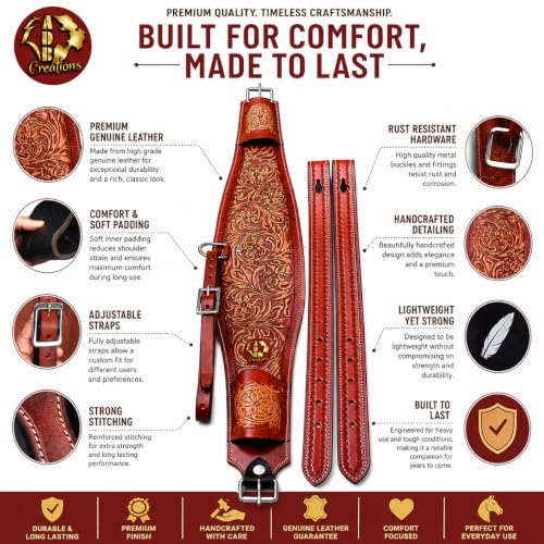 ADB CREATIONS Premium Western Floral Tooled Leather Rear Flank Cinch