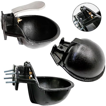 MDEOOSKY Extra Large Livestock Cast Iron Push-Paddle Automatic Horse Waterer with Accessories Livestock Water Trough 2.5L Heavy Duty Auto Drinking Metal Troughs for Horse Cattle Goat Pig Capacity