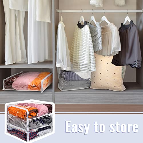 Shappy 6 Packs Clear Plastic Storage Bags with Zipper, 16 X 14 X 4 Inch | Sweater Bags, Moth Proof Protection, Vinyl, For Blankets Clothes Bed Sheet Comforters Pillows Quilt Closet Linen Organizer - size: 16 x 14 x 4 Inch