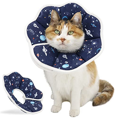 Soft Cat Cone, Adjustable Recovery Collar After Surgery to Prevent Licking Wound, Protective Cat Neck Cone, Comfortable Pet Elizabethan Collar for Cats Kittens and Puppies (M) - size: M (Neck: 8.5-11.6 in)