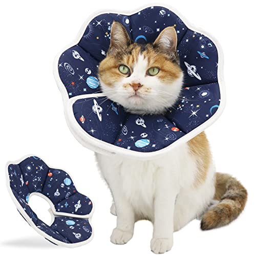 Soft Cat Cone, Adjustable Recovery Collar After Surgery to Prevent Licking Wound, Protective Cat Neck Cone, Comfortable Pet Elizabethan Collar for Cats Kittens and Puppies (M) - size: M (Neck: 8.5-11.6 in)