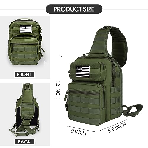HAOMUK Tactical Sling Bag Backpack Military Rover Shoulder Sling Pack Small EDC Crossbody Chest Bag for Men - color: Green
