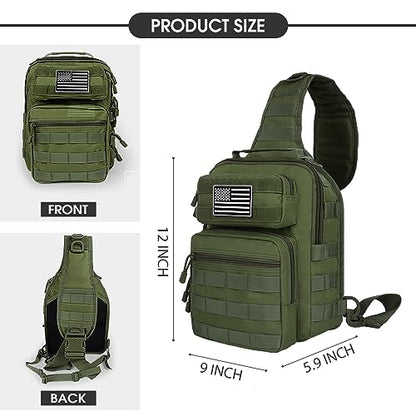 HAOMUK Tactical Sling Bag Backpack Military Rover Shoulder Sling Pack Small EDC Crossbody Chest Bag for Men - color: Green