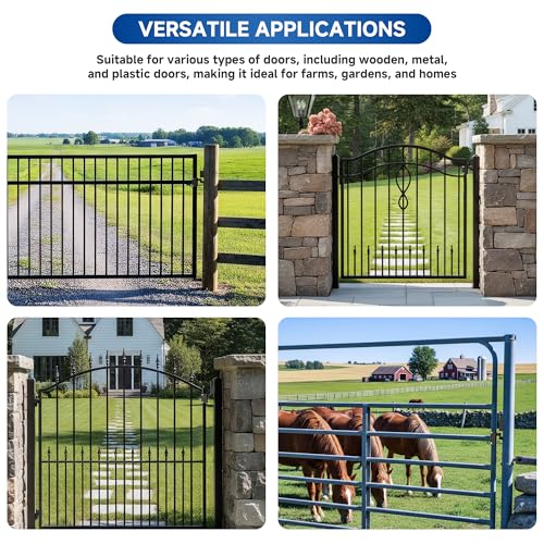 Heavy Duty Two-Way Farm Gate Latch with Padlock Hole, 2 Pack | Two-Way Opening Design; Solid Steel, Weather Resistant; Padlock Compatible; for Farm, Ranch, Pasture, Corral, Stable Gates