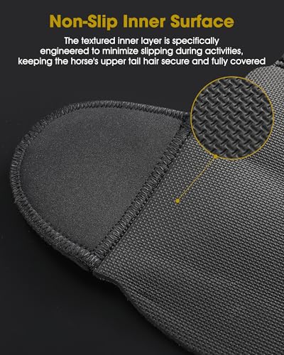 Kavallerie Horse Tail Wrap Protector, Quality Neoprene with 3 Adjustable Touch Fasteners, Non-Slip for Trailers Stalls Pastures, Black