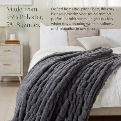 Springtree Home Luxury Micro Plush Throw Blanket | Thick Faux Fur | Grey | Lily Collection | 50" x 60" | Grey Blanket | Ultra Plush - color: Slate Grey, size: 50" x 60" (Medium)